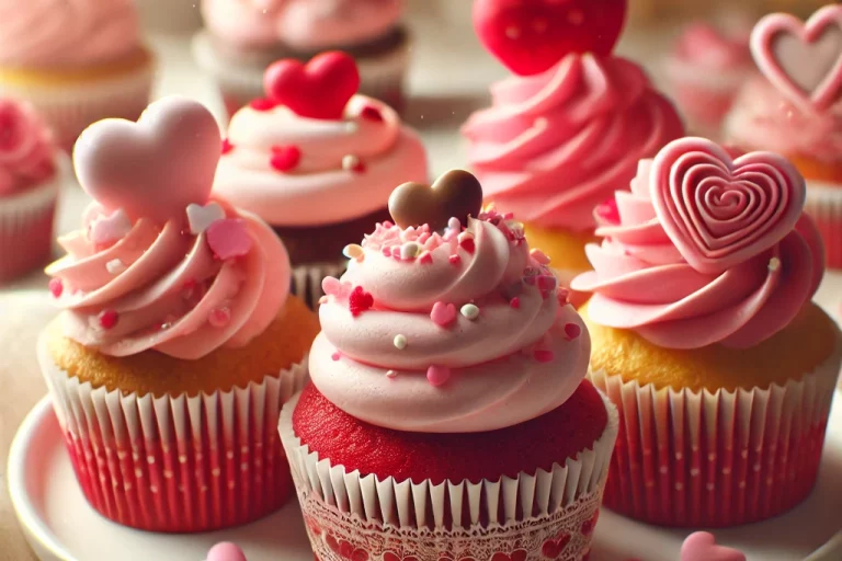 DALL·E 2025-02-26 16.56.39 – A beautifully arranged set of Valentine’s Day cupcakes on a white plate. The cupcakes have pink and red frosting, heart-shaped sprinkles, and delicate DALL·E 2025-02-26 16.56.39 - A beautifully arranged set of Valentine's Day cupcakes on a white plate. The cupcakes have pink and red frosting, heart-shaped sprinkles, and delicate